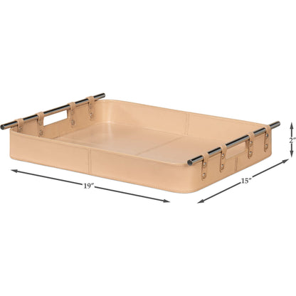 Safari Leather Tray by Sarreid Ltd.. Made from leather, wood, steel in a modern style.