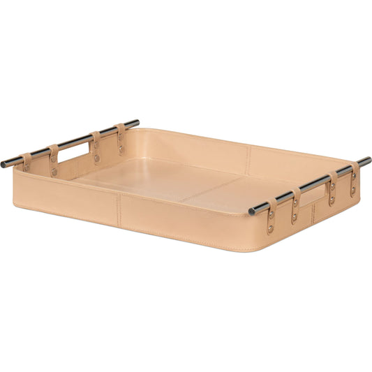 Safari Leather Tray by Sarreid Ltd.. Made from leather, wood, steel in a unique style.