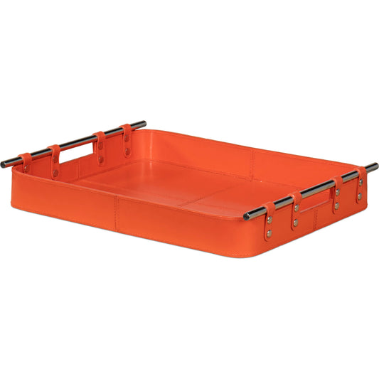Safari Leather Tray by Sarreid Ltd.. Made from leather, wood, steel in a unique style.