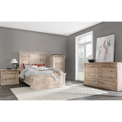Adelaide Eastern Mango Wood Bed by Classic Home in white wash. Made from mango wood in a transitional style.