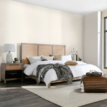 Jensen Mango Wood Bed by Classic Home in taupe. Made from mango wood, cane in a cottage & farmhouse style.