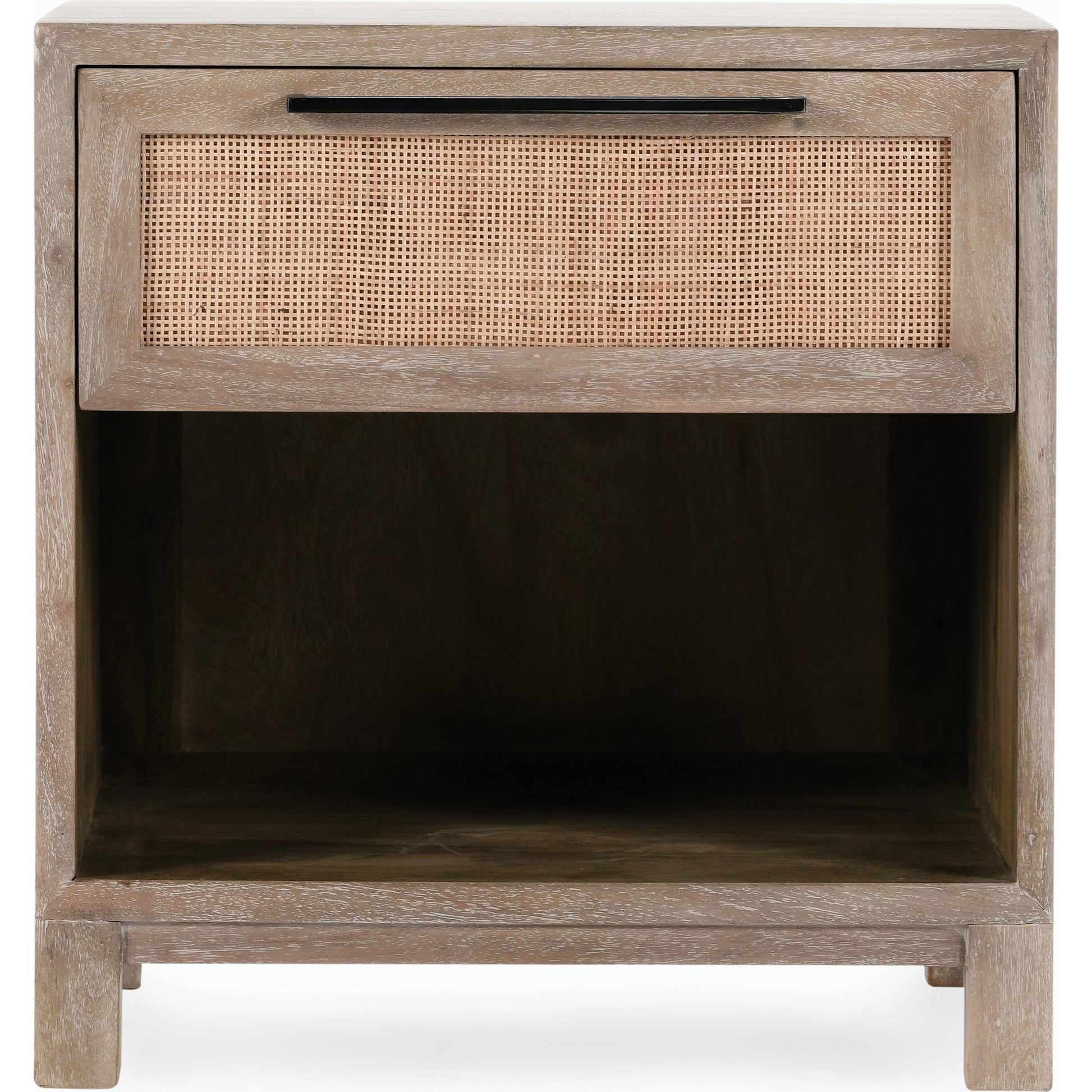 Jensen One-Drawer Mango Wood Nightstand by Classic Home in light brown. Made from mango wood, cane in a cottage & farmhouse style.