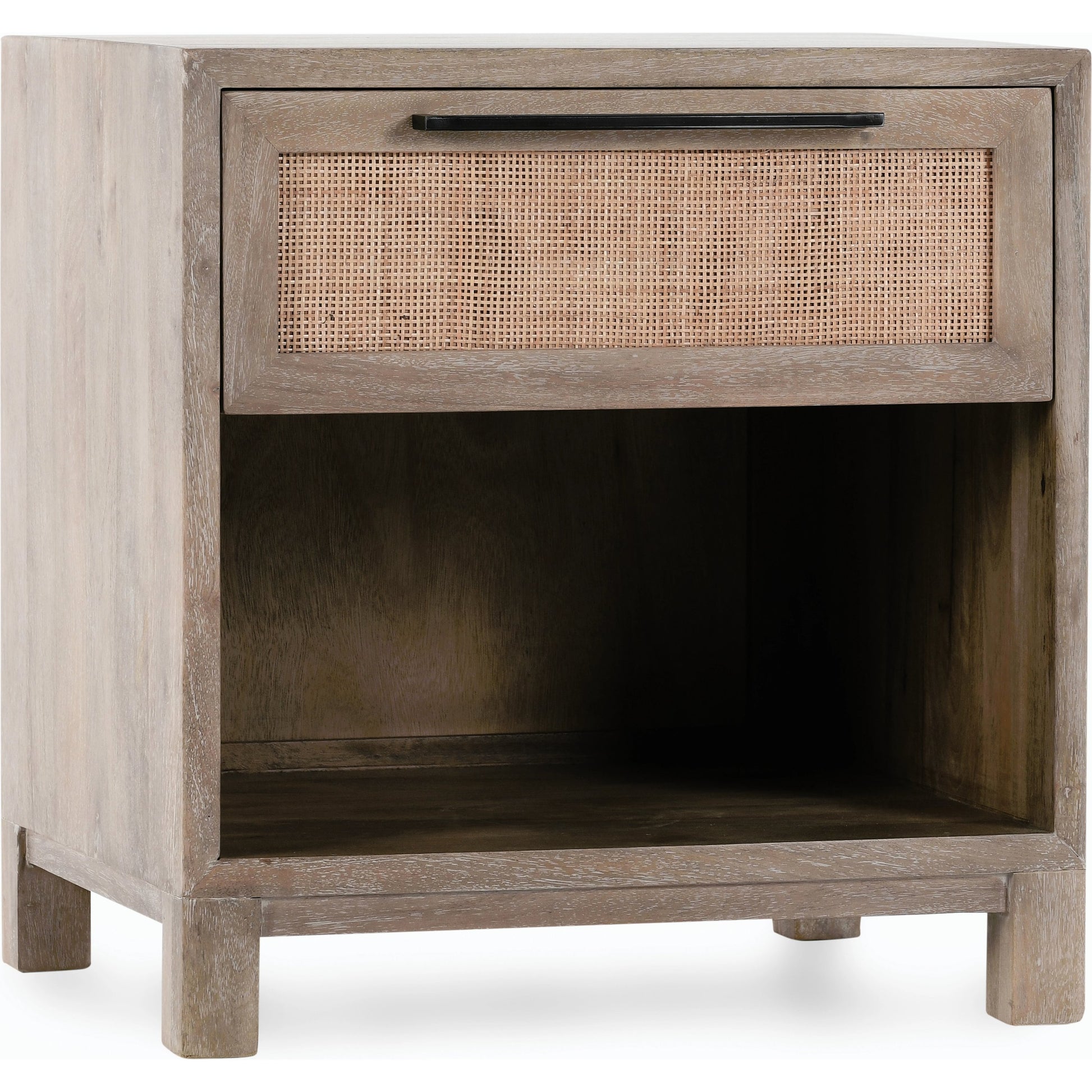 Jensen One-Drawer Mango Wood Nightstand by Classic Home in light brown. Made from mango wood, cane in a cottage & farmhouse style.