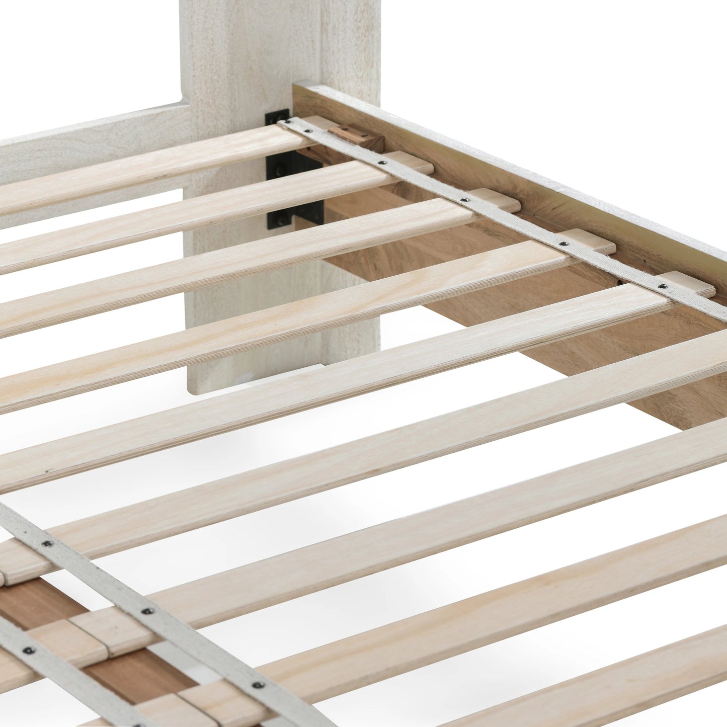 010 SI-2160337 | Closeup | Reece Mango Wood Bed by Classic Home in white. Made from mango wood in a modern style.