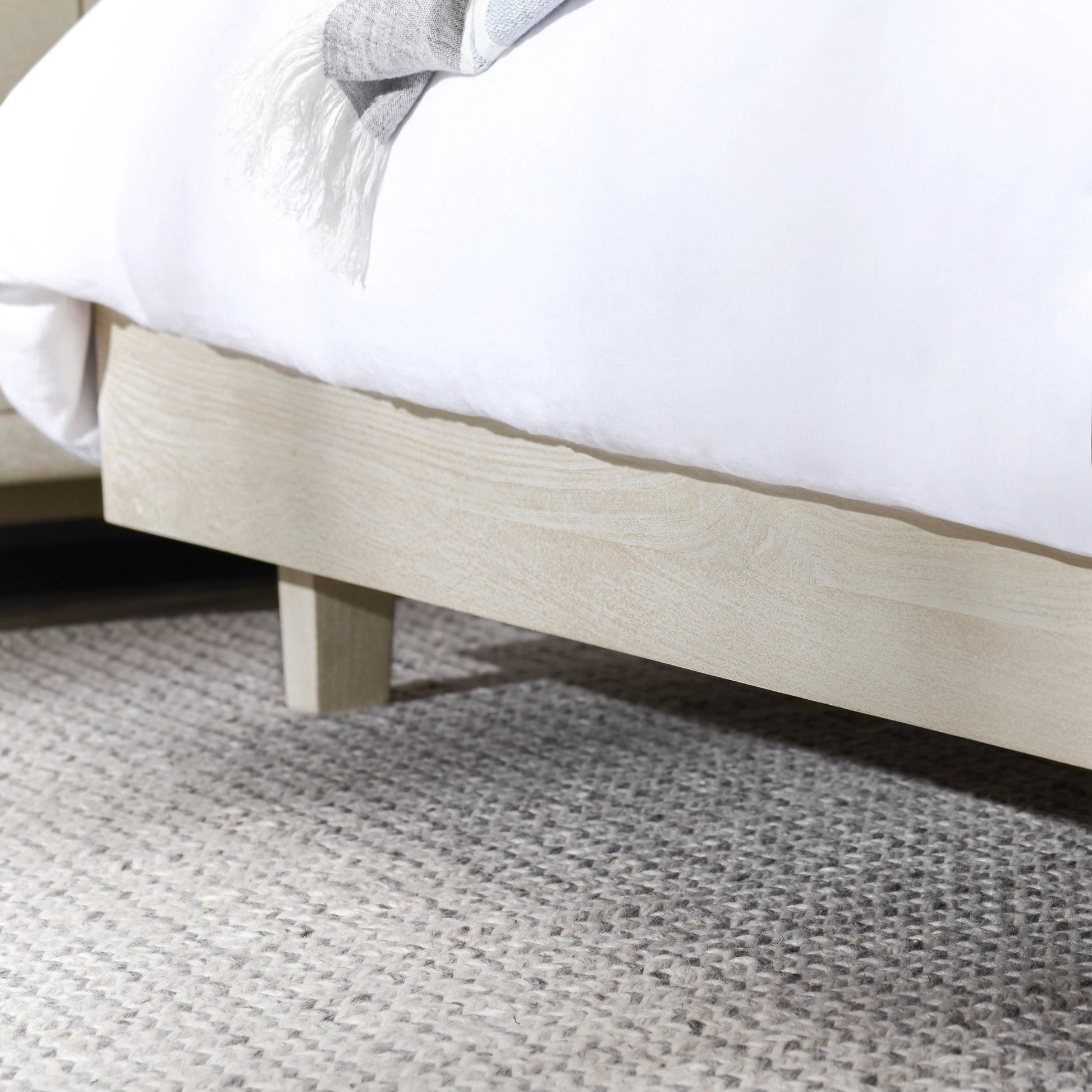 Reece Mango Wood Bed by Classic Home in white. Made from mango wood in a modern style.