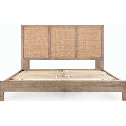 Jensen Mango Wood Bed by Classic Home in taupe. Made from mango wood, cane in a cottage & farmhouse style.