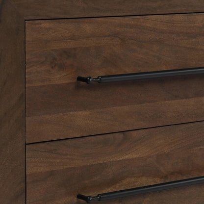 Jaxon Two-Drawer Acacia Wood Nightstand by Classic Home in cocoa brown. Made from acacia wood in a traditional style.