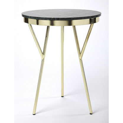 Haven Accent Table by Butler Specialty Company in green and metalworks. Made from iron, brass finish, mdf, marble, brass metal inlay design in a modern style.