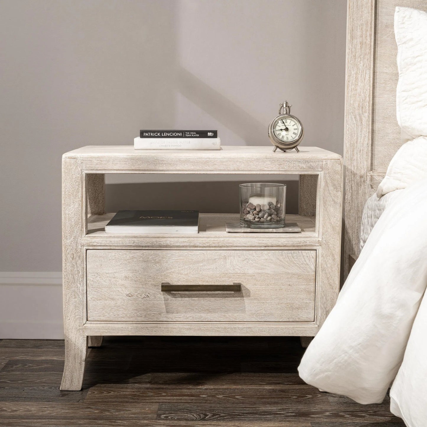 008 SI-2353756 | Lifestyle | Westmont Mango Wood Nightstand by Classic Home. Made from mango wood in a transitional style.