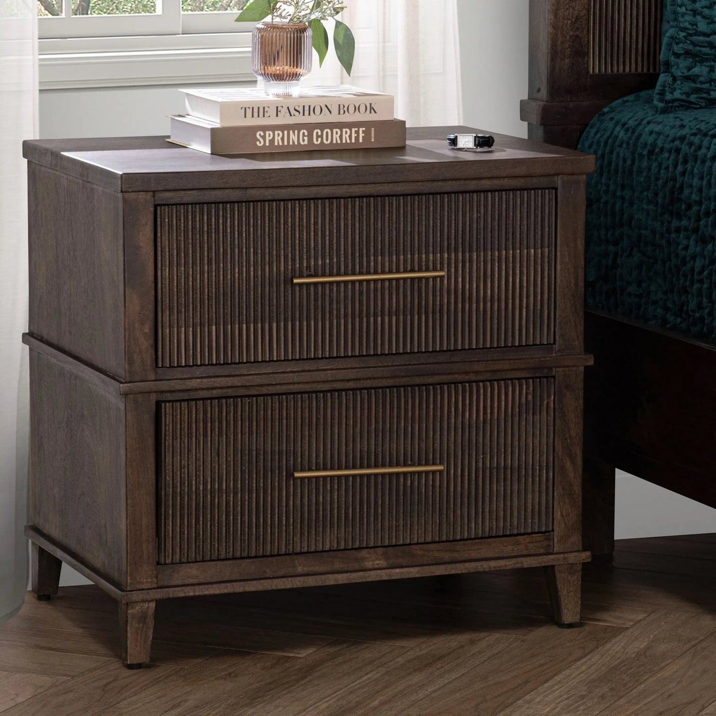 012 SI-2353758 | Lifestyle | Westlake 2-Drawer Mango Wood Nightstand by Classic Home. Made from mango wood in a traditional style.