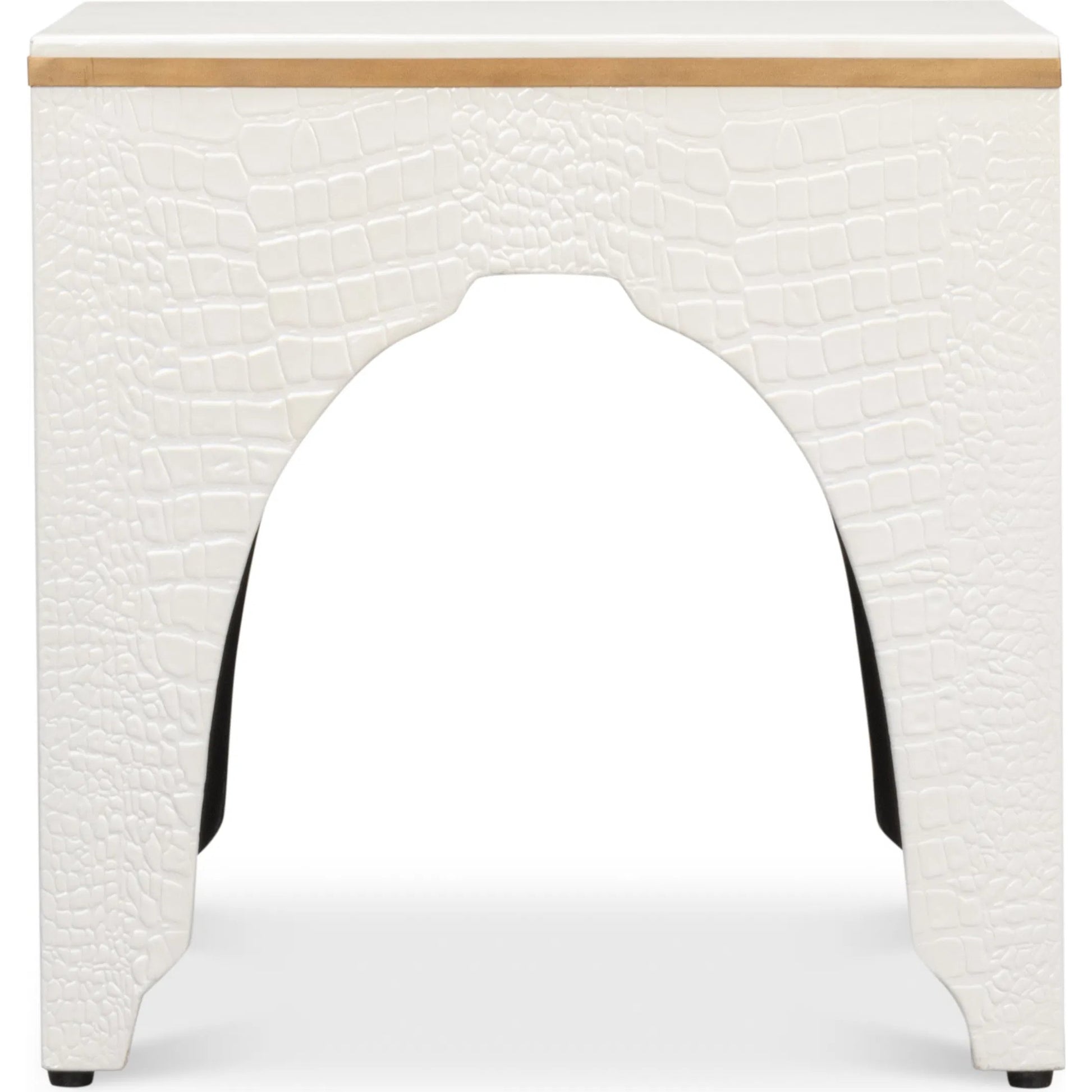 Croco Embossed Leather Stool by Sarreid Ltd.. Made from leather, wood in a unique style.