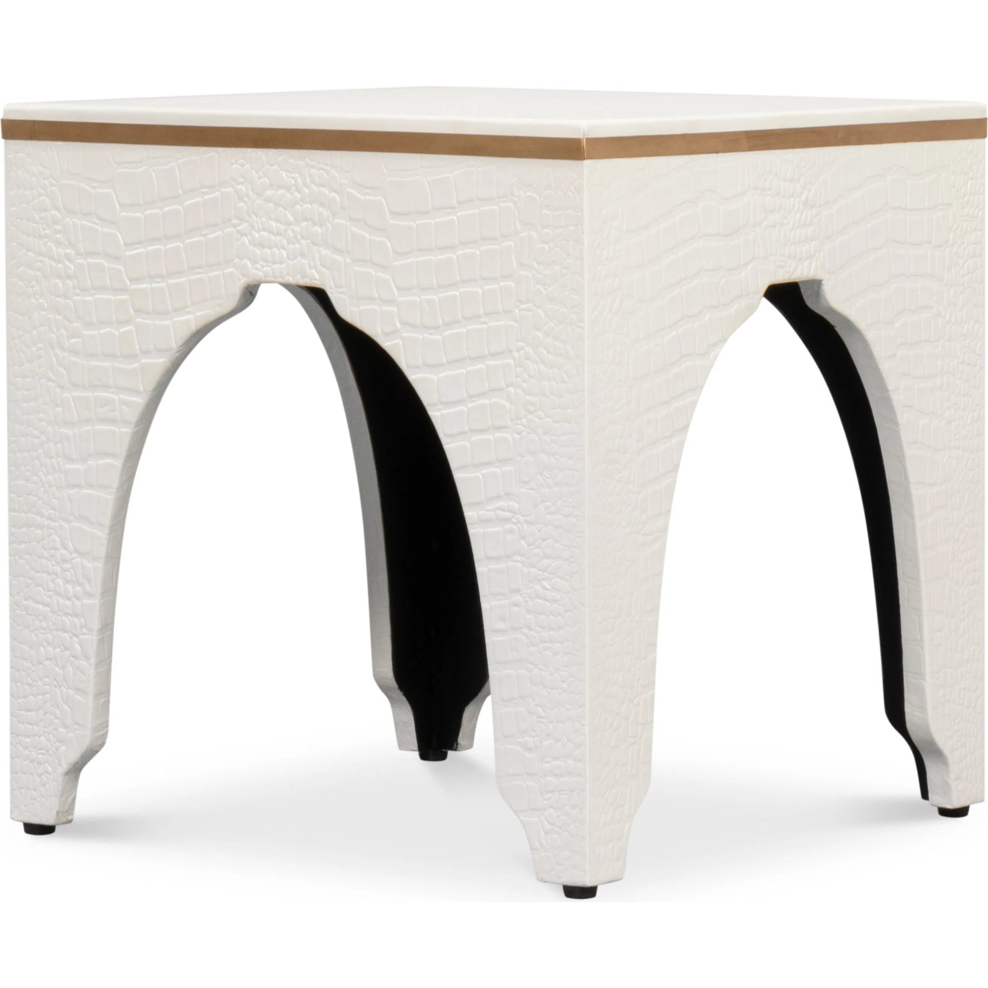 Croco Embossed Leather Stool by Sarreid Ltd.. Made from leather, wood in a unique style.