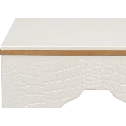 Croco Embossed Leather Stool by Sarreid Ltd.. Made from leather, wood in a unique style.