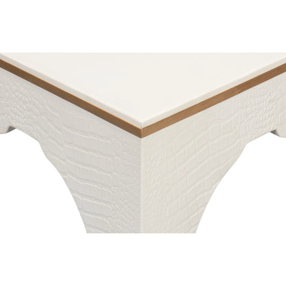 Croco Embossed Leather Stool by Sarreid Ltd.. Made from leather, wood in a unique style.
