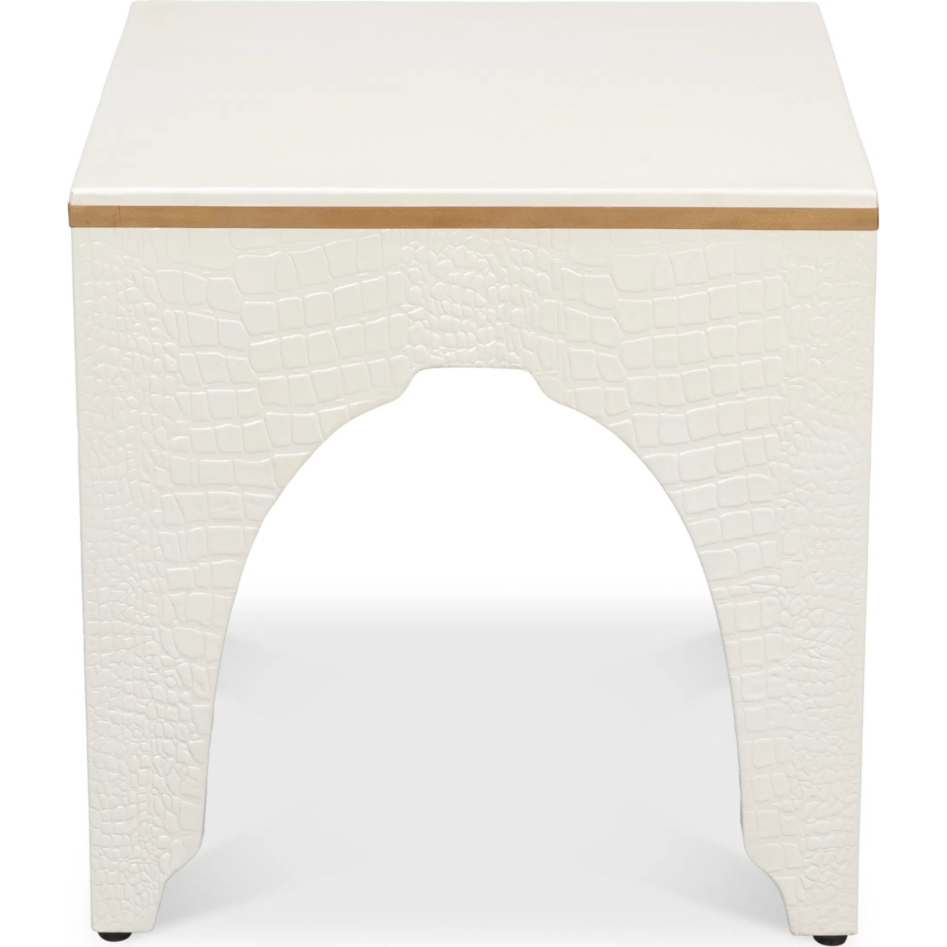 Croco Embossed Leather Stool by Sarreid Ltd.. Made from leather, wood in a unique style.