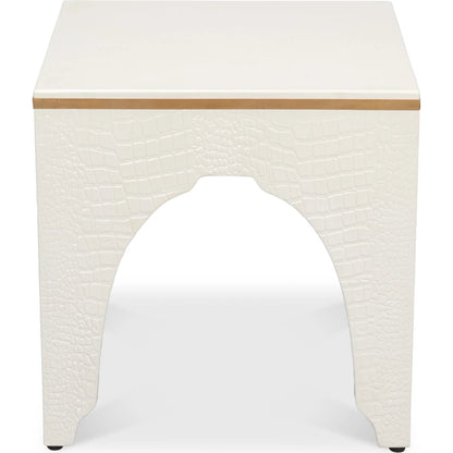 Croco Embossed Leather Stool by Sarreid Ltd.. Made from leather, wood in a unique style.