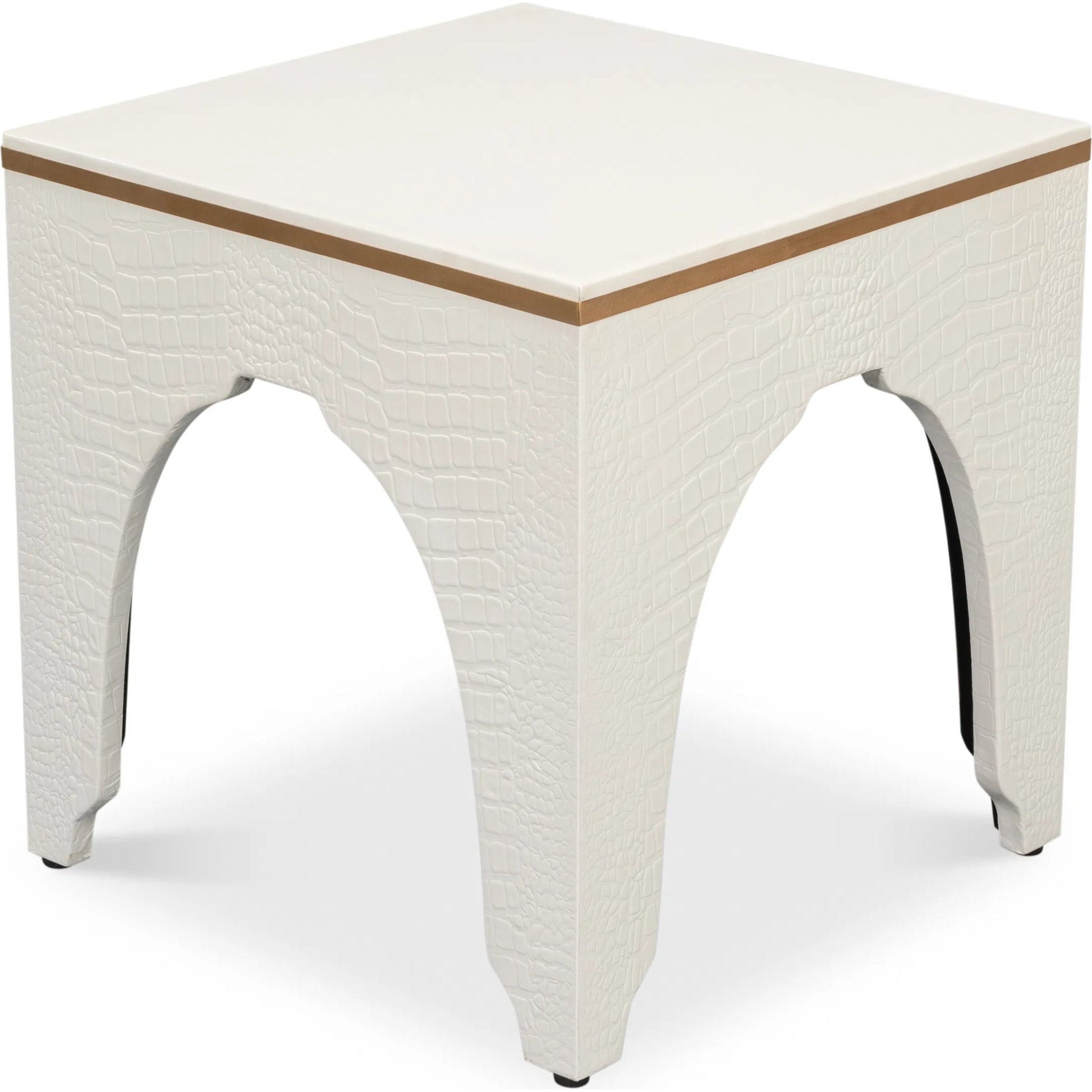 Croco Embossed Leather Stool by Sarreid Ltd.. Made from leather, wood in a unique style.