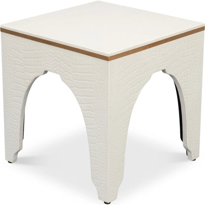 Croco Embossed Leather Stool by Sarreid Ltd.. Made from leather, wood in a unique style.