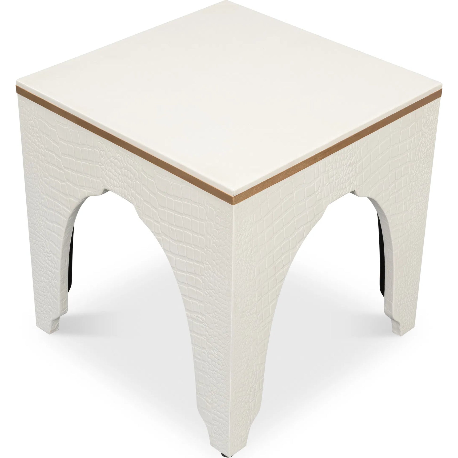 Croco Embossed Leather Stool by Sarreid Ltd.. Made from leather, wood in a unique style.