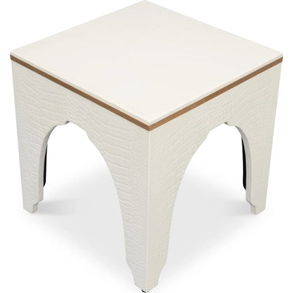 Croco Embossed Leather Stool by Sarreid Ltd.. Made from leather, wood in a unique style.