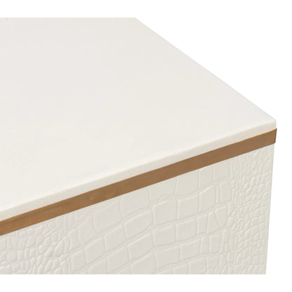 Croco Embossed Leather Stool by Sarreid Ltd.. Made from leather, wood in a unique style.