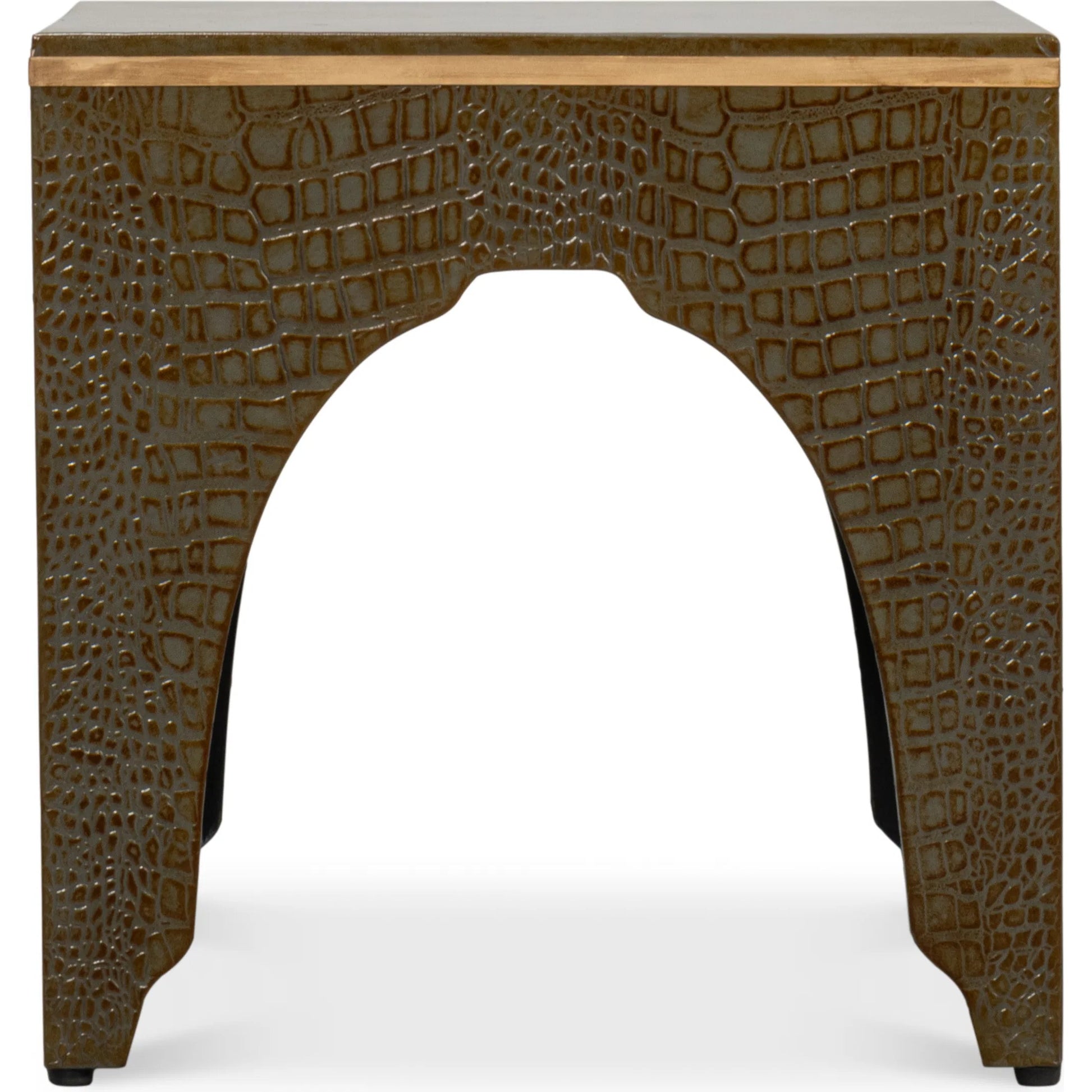 Croco Embossed Leather Stool by Sarreid Ltd.. Made from leather, wood in a unique style.