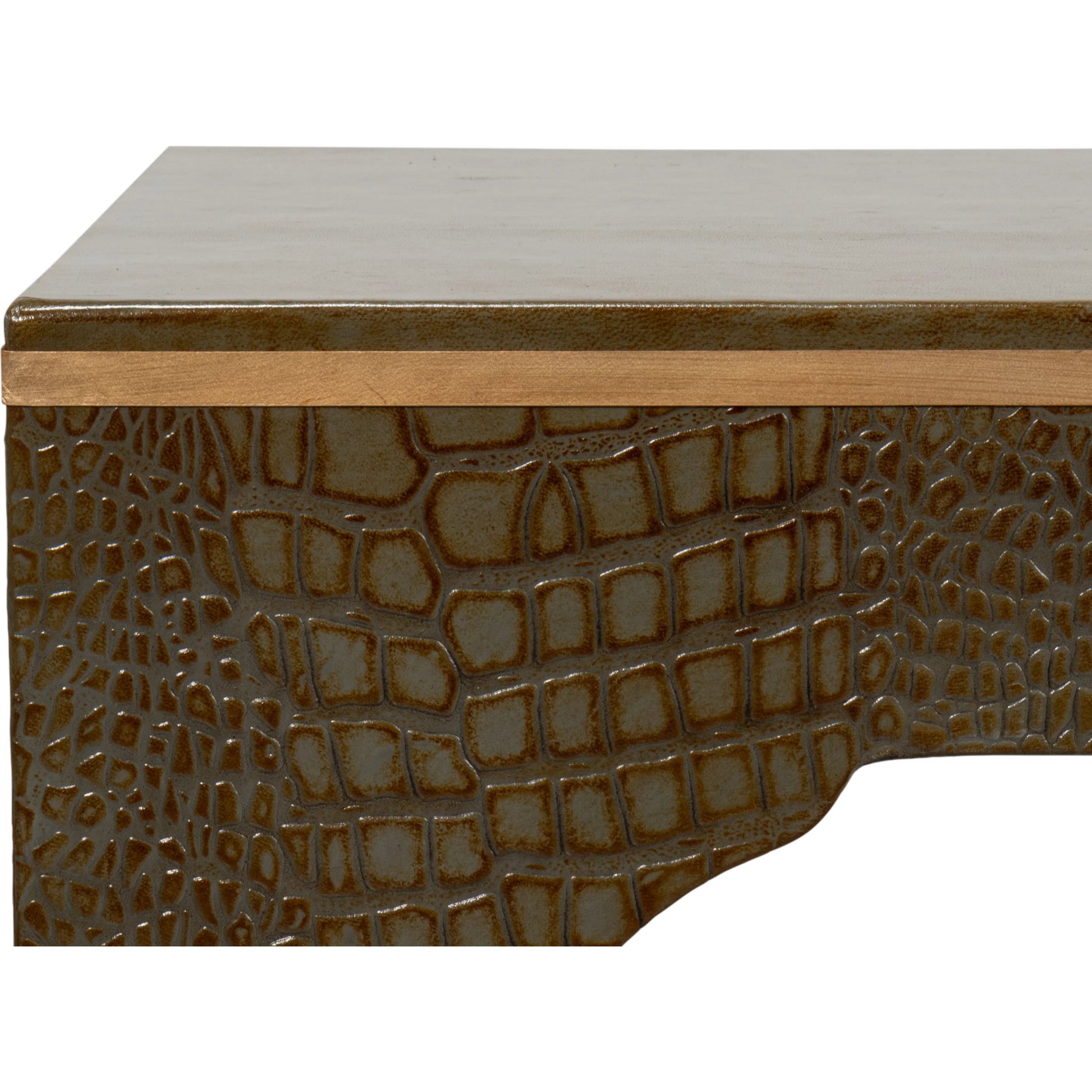 Croco Embossed Leather Stool by Sarreid Ltd.. Made from leather, wood in a unique style.