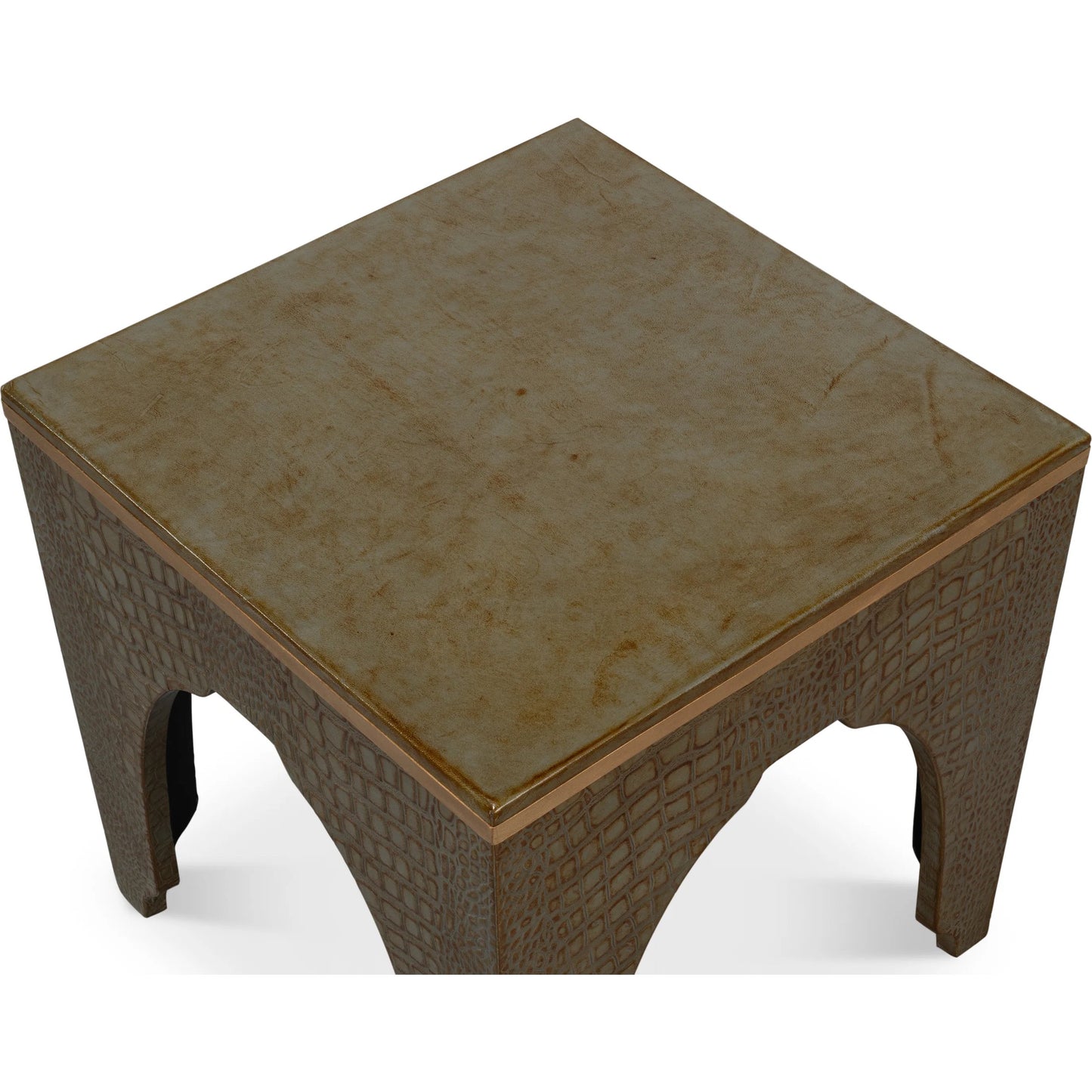 022 SI-2238582 | Additional Silo | Croco Embossed Leather Stool by Sarreid Ltd.. Made from leather, wood in a unique style.