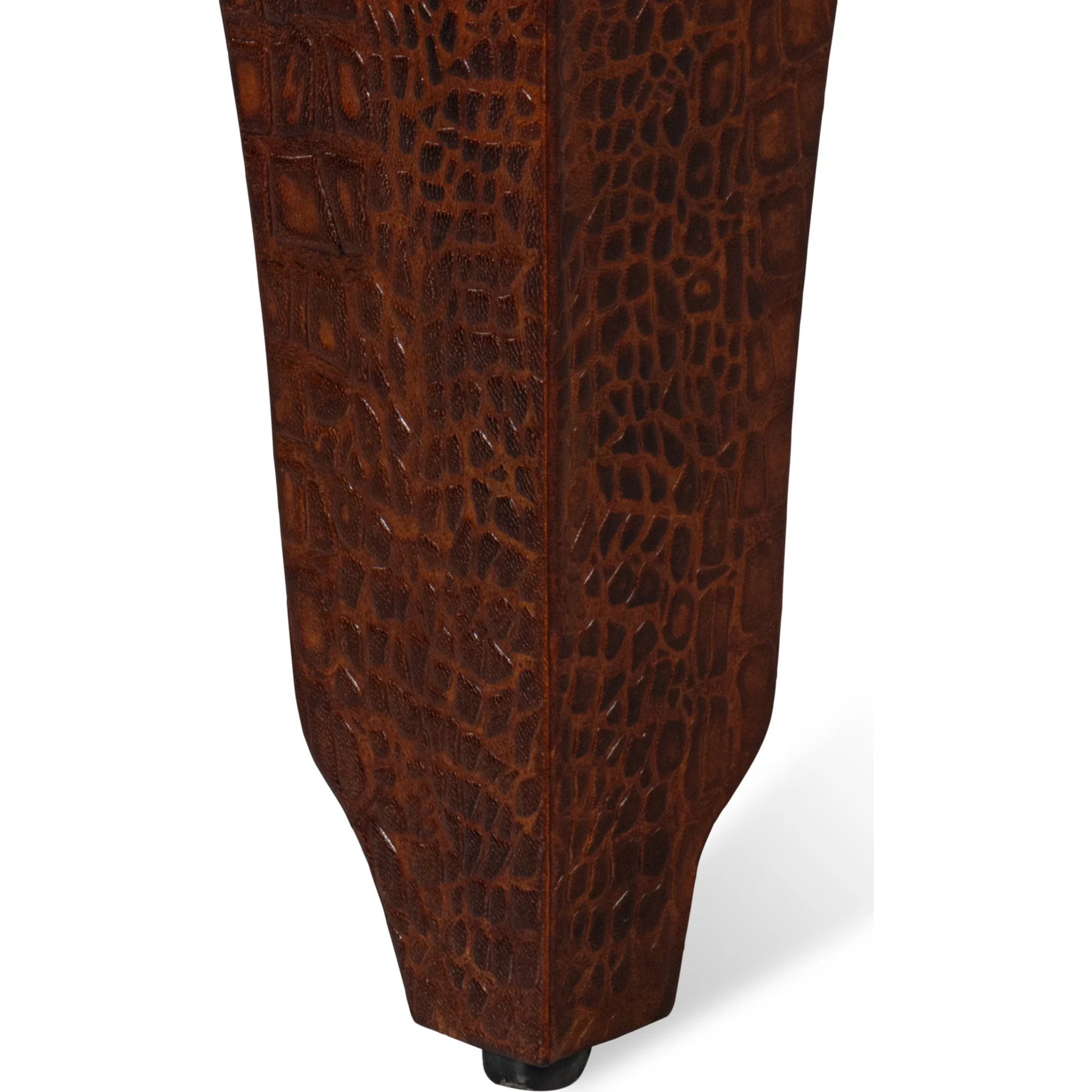 Croco Embossed Leather Stool by Sarreid Ltd.. Made from leather, wood in a unique style.