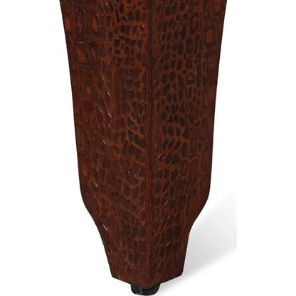 Croco Embossed Leather Stool by Sarreid Ltd.. Made from leather, wood in a unique style.