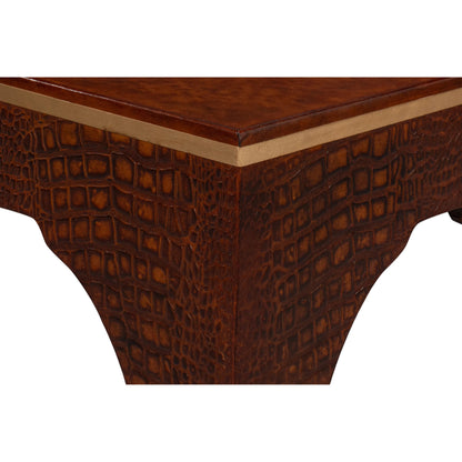 Croco Embossed Leather Stool by Sarreid Ltd.. Made from leather, wood in a unique style.