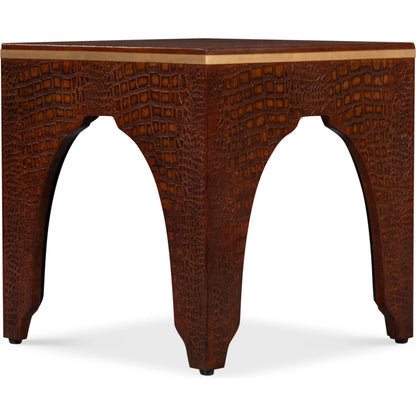 Croco Embossed Leather Stool by Sarreid Ltd.. Made from leather, wood in a unique style.