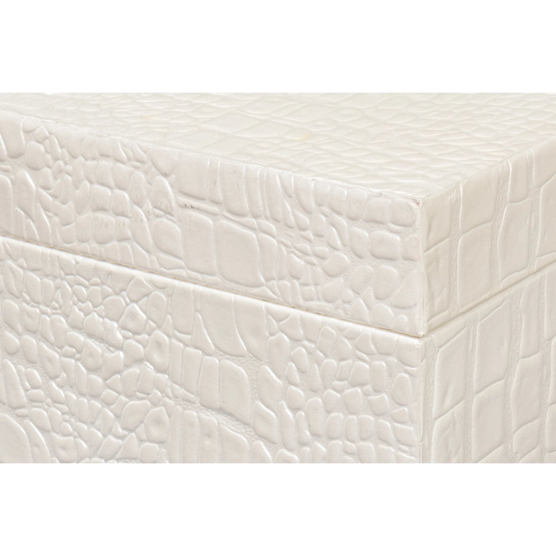 Lyle Leather Box by Sarreid Ltd.. Made from croco embossed leather over wood in a modern style.