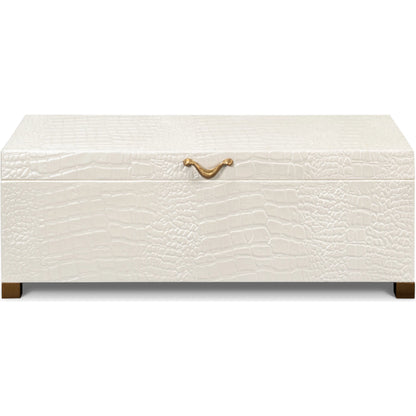 Lyle Leather Box by Sarreid Ltd.. Made from croco embossed leather over wood in a modern style.