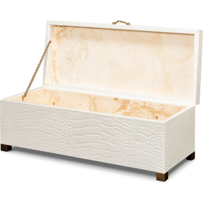Lyle Leather Box by Sarreid Ltd.. Made from croco embossed leather over wood in a modern style.