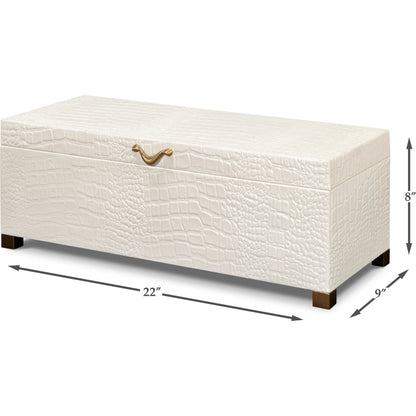 Lyle Leather Box by Sarreid Ltd.. Made from croco embossed leather over wood in a modern style.