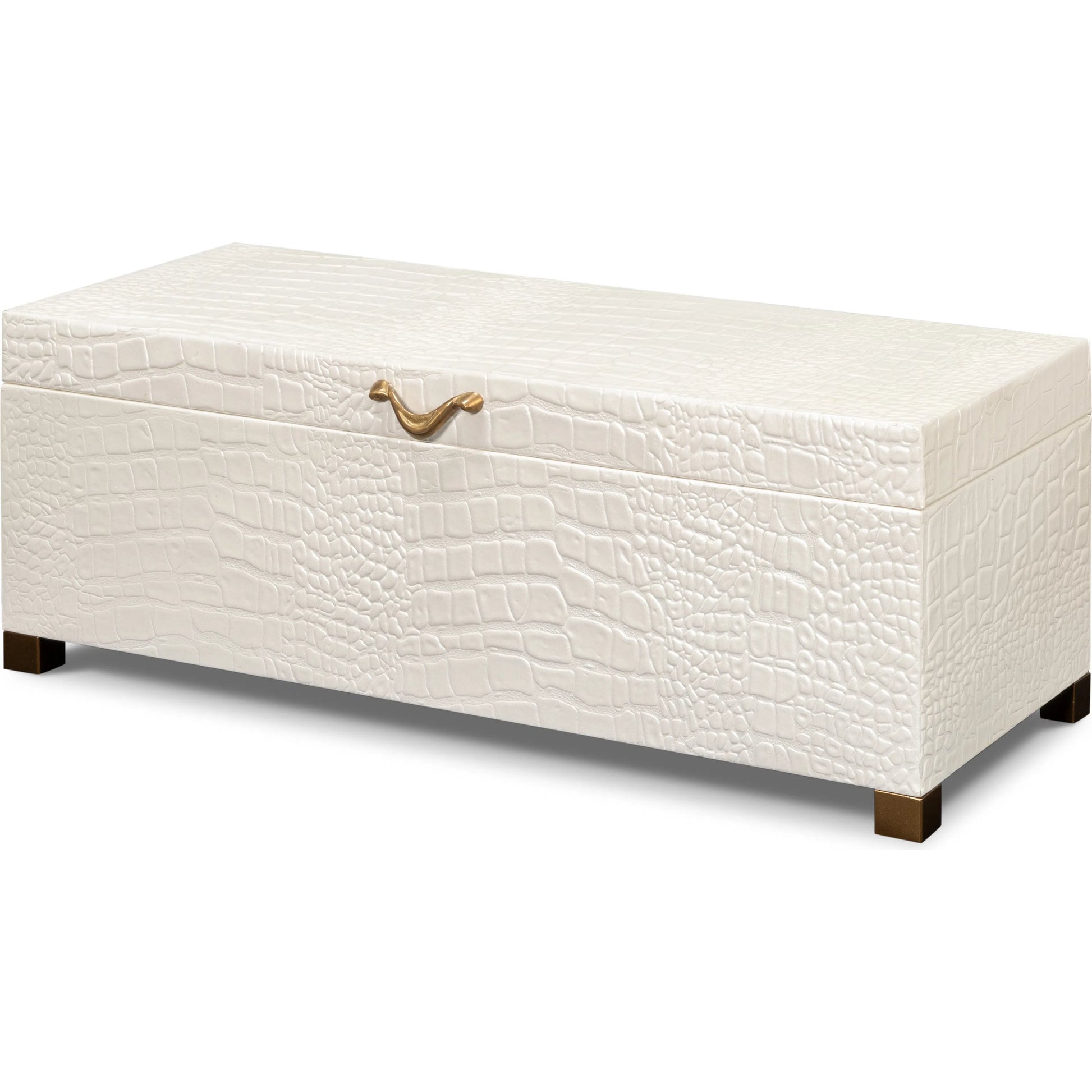 Lyle Leather Box by Sarreid Ltd.. Made from croco embossed leather over wood in a modern style.