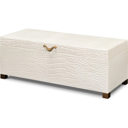 Lyle Leather Box by Sarreid Ltd.. Made from croco embossed leather over wood in a unique style.