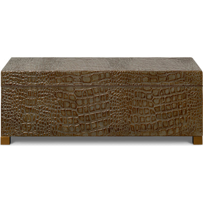 Lyle Leather Box by Sarreid Ltd.. Made from croco embossed leather over wood in a modern style.