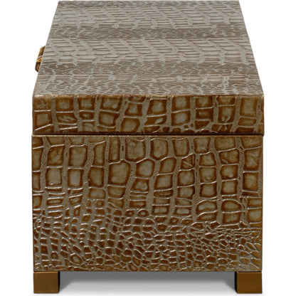 Lyle Leather Box by Sarreid Ltd.. Made from croco embossed leather over wood in a modern style.