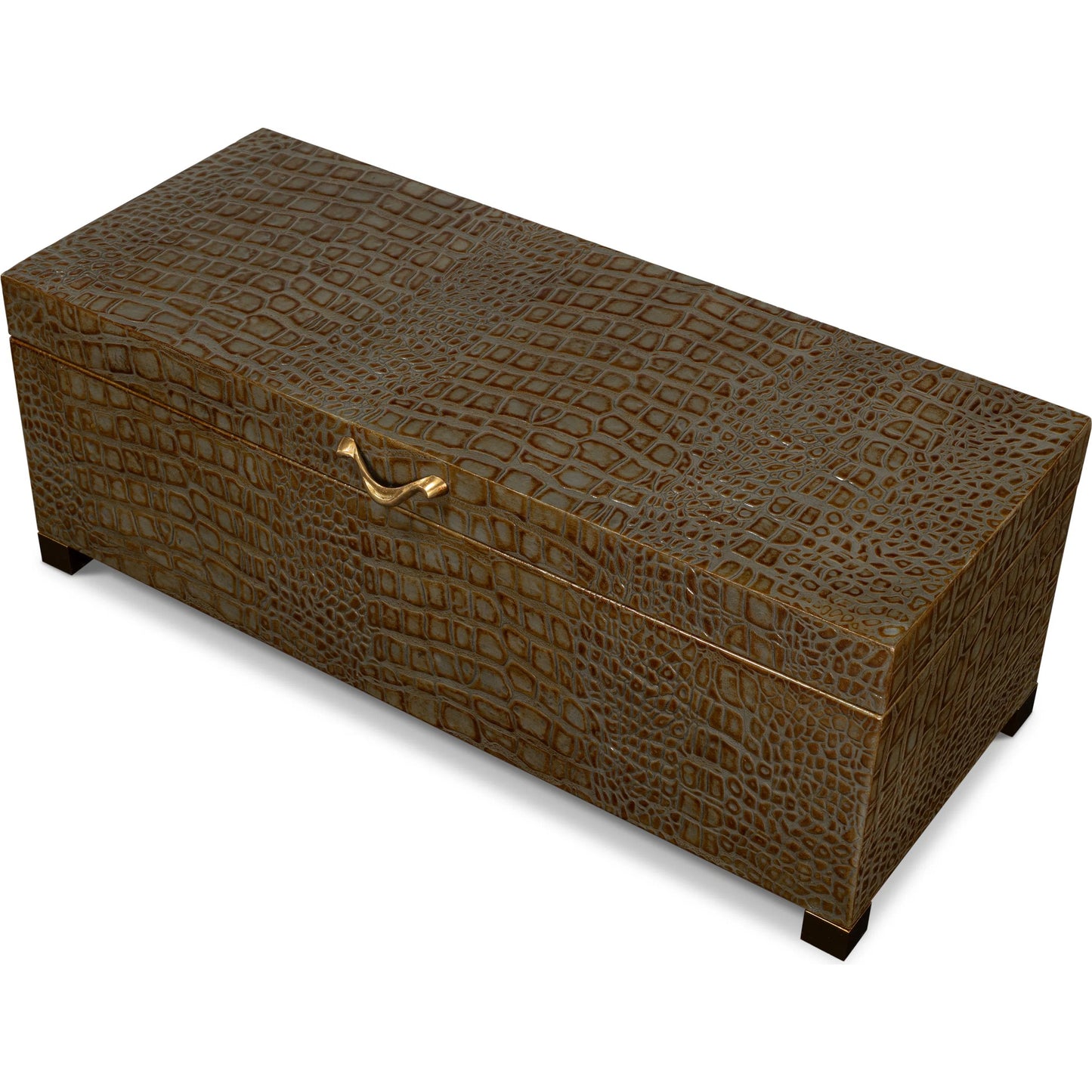 012 SI-2238585 | Additional Silo | Lyle Leather Box by Sarreid Ltd.. Made from croco embossed leather over wood in a modern style.