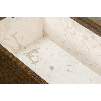 Lyle Leather Box by Sarreid Ltd.. Made from croco embossed leather over wood in a modern style.