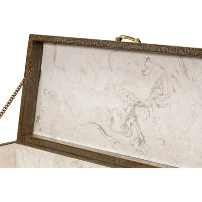 Lyle Leather Box by Sarreid Ltd.. Made from croco embossed leather over wood in a modern style.