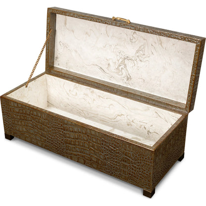 Lyle Leather Box by Sarreid Ltd.. Made from croco embossed leather over wood in a modern style.