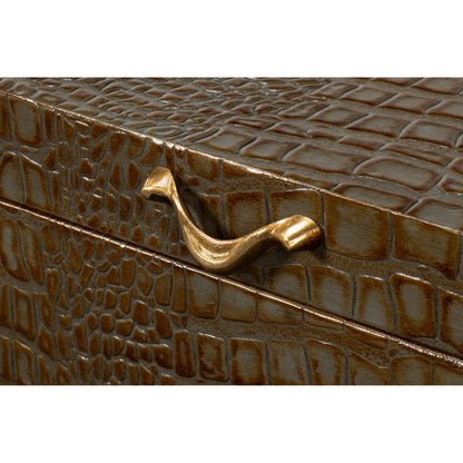Lyle Leather Box by Sarreid Ltd.. Made from croco embossed leather over wood in a modern style.