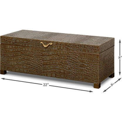 Lyle Leather Box by Sarreid Ltd.. Made from croco embossed leather over wood in a modern style.