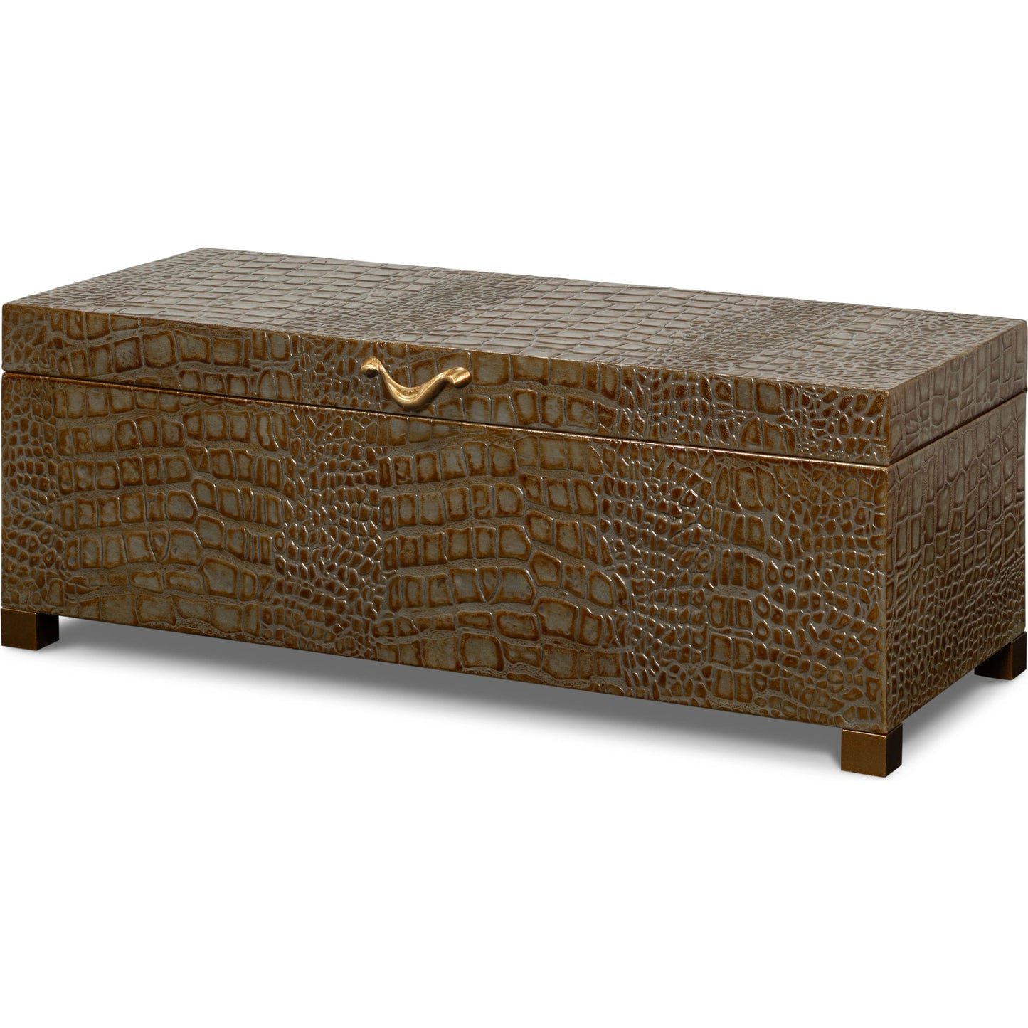 002 SI-2238585 | Primary Silo | Lyle Leather Box by Sarreid Ltd.. Made from croco embossed leather over wood in a modern style.