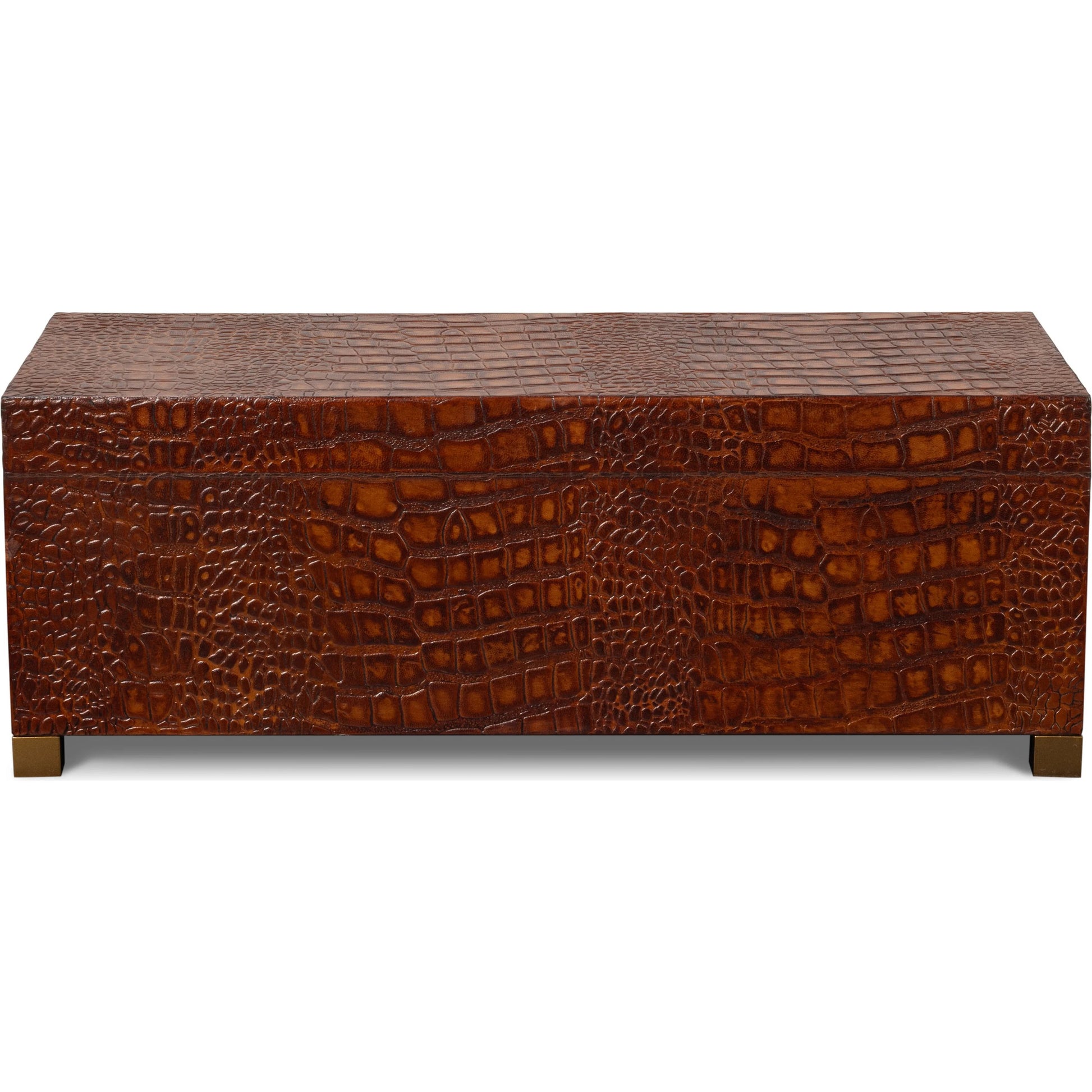 Lyle Leather Box by Sarreid Ltd.. Made from croco embossed leather over wood in a modern style.
