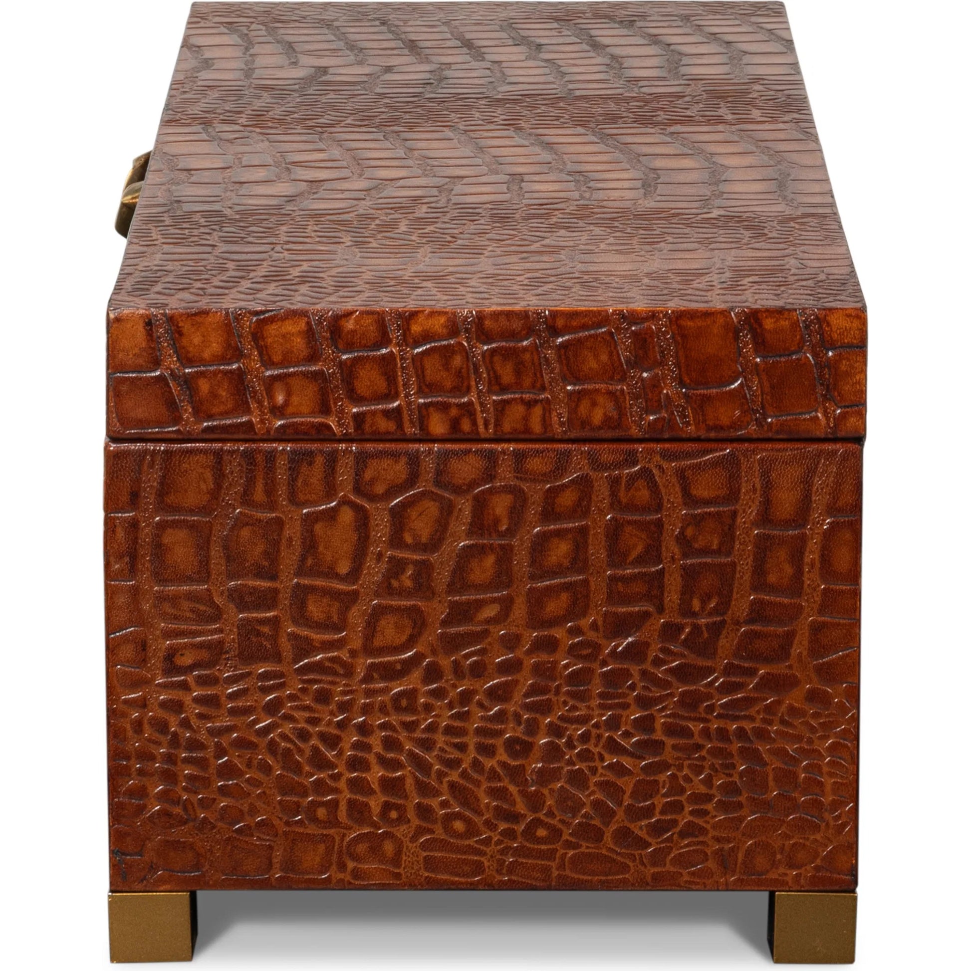 Lyle Leather Box by Sarreid Ltd.. Made from croco embossed leather over wood in a modern style.