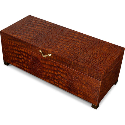 Lyle Leather Box by Sarreid Ltd.. Made from croco embossed leather over wood in a modern style.